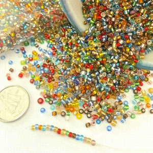 As Low as $2!  Mixed Color Silver Lined Rocaille Seed Beads 2mm 2oz 57g